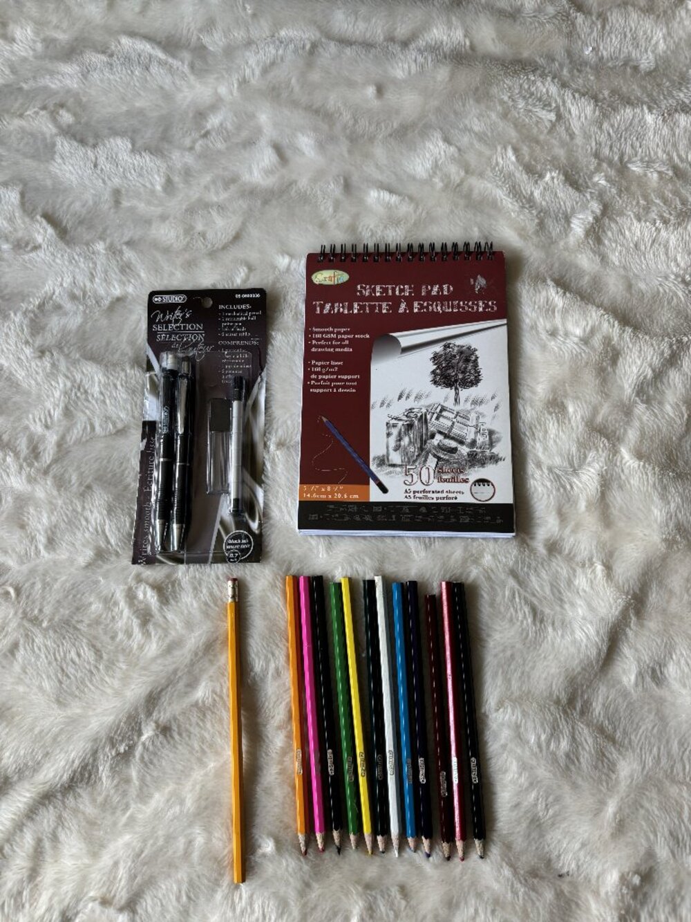 $8 Add-On Studio Writing & Art Supply Set Pencil + Pencil Crayons Sketch Pad